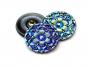 22mm Black Blue Iris Flower Mandala Design Button
